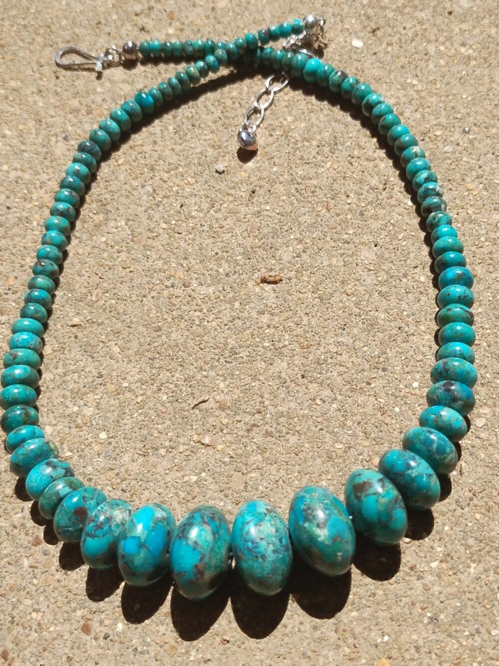Jay King 925 Sterling Silver Compressed Spider Mountain Turquoise Graduated Bead